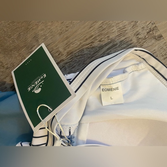 Eomenie Women's One Piece Bathing Swimsuit Cutout High Waisted Tie Back Size L - Picture 7 of 11